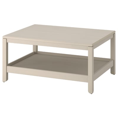HAVSTA lichte grenen salontafel, rechthoekig met één plank, rustiek design.