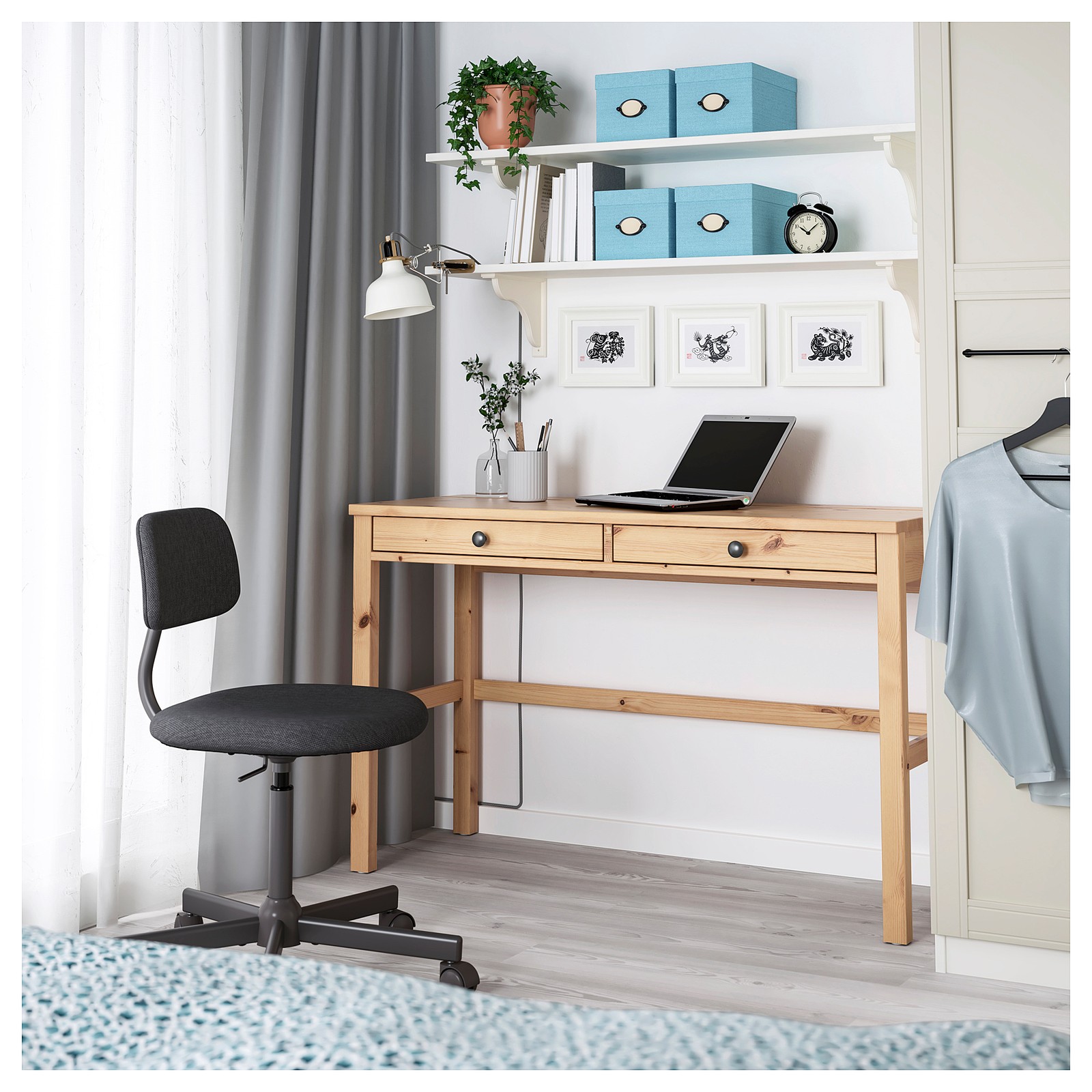 HEMNES Bureau met 2 lades, lichtbruin, 120x47 cm IKEA