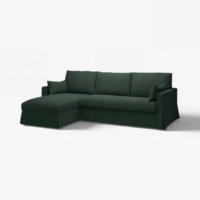 HYLTARP 3-zits zitbank m ch longue, links, Tallmyra donkergroen