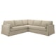Optie: Beige sectionele bank, HYLTARP, met strakke lijnen, gewatteerde kussens en modern design.