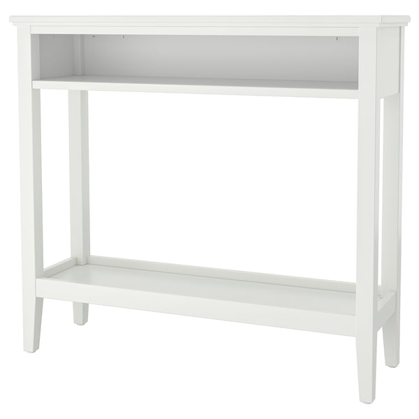 Witte IDANÄS consoletafel met plank en open bodem.