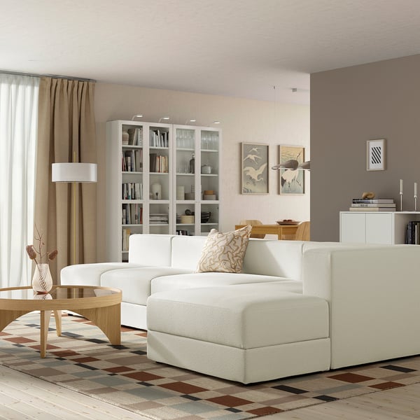 JÄTTEBO 4,5-zits mod bank w chaise longue, rechts/Axvall ecru