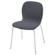Donkergrijze stoffen stoel met vier witte metalen poten, strak & modern, polyester & staal.