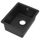 Zwarte KILSVIKEN kwarts spoelbak, enkele kom, vierkante vorm, modern design.