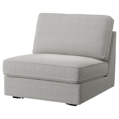 Een grijze 1-zitsslaapbank KIVIK met een slijtvaste bekleding van chenillestof, met een compact en modern ontwerp voor kleine ruimtes.