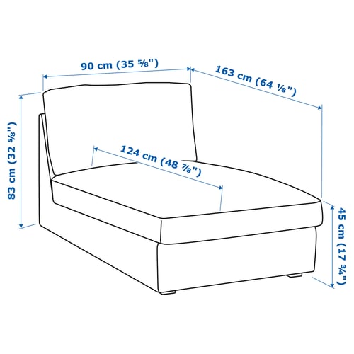 Illustratie met afmetingen voor het product: KIVIK.