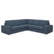 Blauwe KIVIK sectionele bank met diepe kussens, lage armleuningen en pocketveren voor comfort.