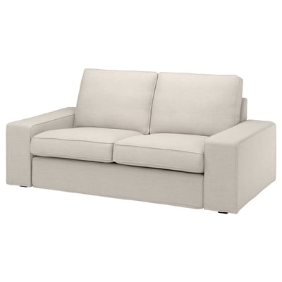 KIVIK, beige bank, rechthoekig, bekleed met duurzame wolachtige stof.