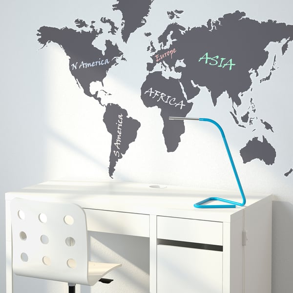 KLÄTTA Zelfklevende decoratie, krijtbord wereld - IKEA