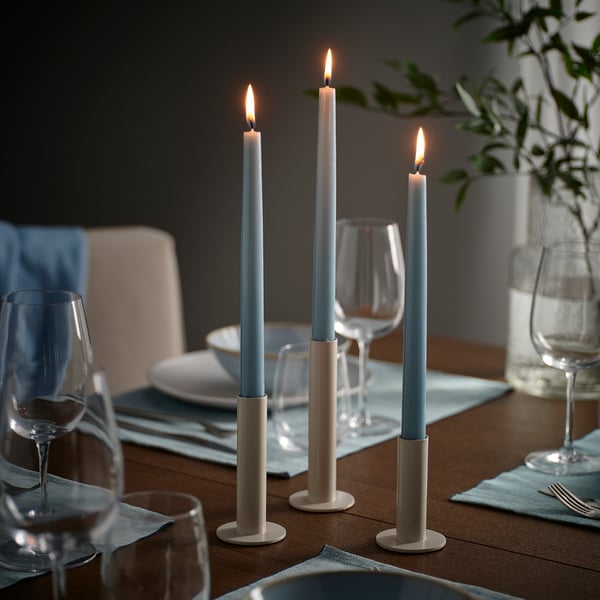 KLOKHET Geurloze puntkaarsen, bleekblauw, 25 cm