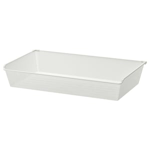 Een witte KOMPLEMENT opbergmand van staal met een rechthoekige vorm en transparant design.