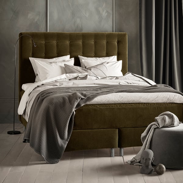 kongsfjord boxspring vatnestrom stevig tistedal djuparp donker olijfgroen ikea