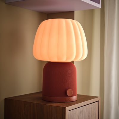 KULGLASS Bluetooth-speakerlamp, rood bruin/roze