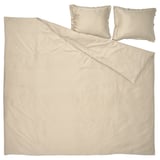 LÄKEVÄNDEROT beddengoedset: beige, zacht lyocell, inclusief dekbed & 2 kussens, eenvoudig elegant ontwerp.