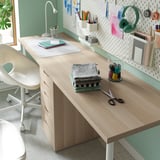 LAGKAPTEN / ALEX Bureau, wit gelazuurd/eikenpatroon wit, 200x60 cm