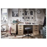 LAGKAPTEN / ALEX Bureau, wit/wit gelazuurd eikeneffect, 140x60 cm