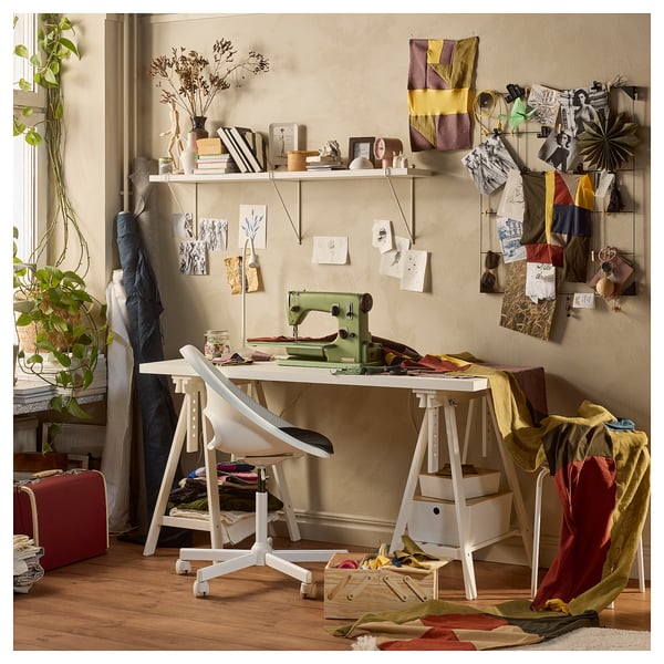 LAGKAPTEN / MITTBACK Bureau, wit, 140x60 cm