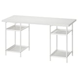 Wit LAGKAPTEN bureau, rechthoekig, metalen frame, twee planken.