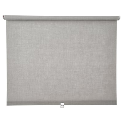 LÅNGDANS doorschijnend grijs rolgordijn voor hoge ramen, draadloos voor de veiligheid, wordt binnen/buiten gemonteerd, gemaakt van gerecycled polyester.