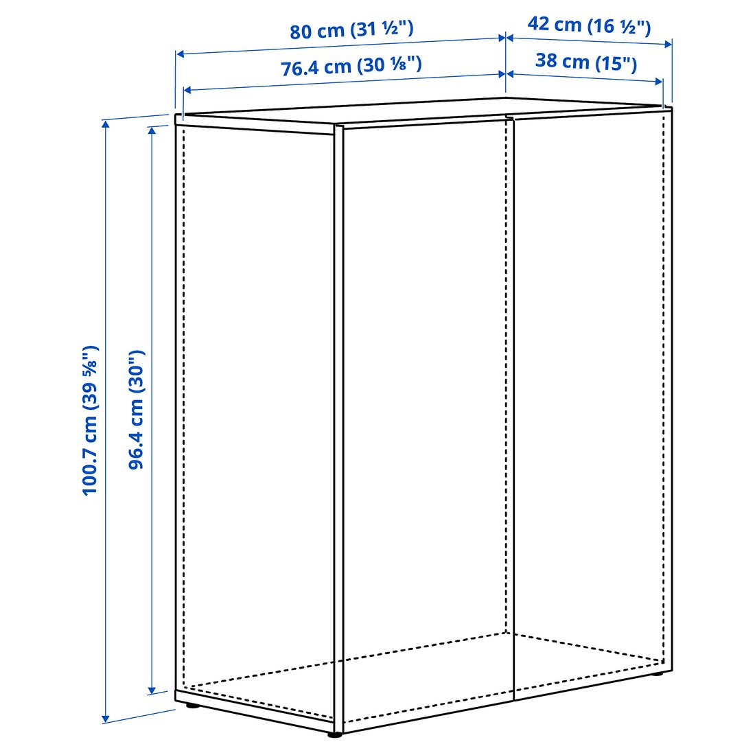 LASTARE frame met deuren, wit, 80x42x100 cm - IKEA België