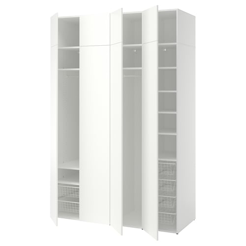 LASTARE Kledingkastcombinatie, wit/met verhogingsdeel, 160x62x237 cm