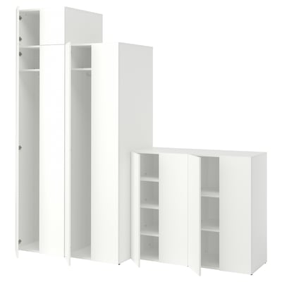 LASTARE Kledingkastcombinatie, wit/met verhogingsdeel, 240x62x236 cm