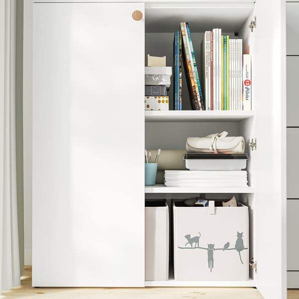 LASTARE Opbergcombinatie, wit/tafel, 260x42x200 cm