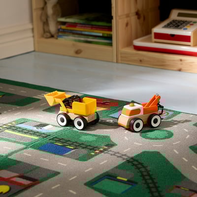 LILLABO speelkleed: gerecycleerde mat met wegenthema voor speelgoedvoertuigen