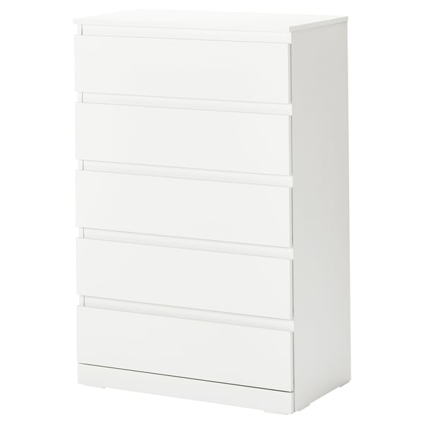 LILLBERGET witte kist: 5-lades, rechthoekig, eenvoudig ontwerp, glanzende afwerking.