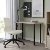 LINNMON / ADILS Tafel, wit gelazuurd eikeneffect/zwart, 100x45 cm