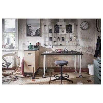 LINNMON / KRILLE Bureau, donkergrijs/wit, 100x60 cm