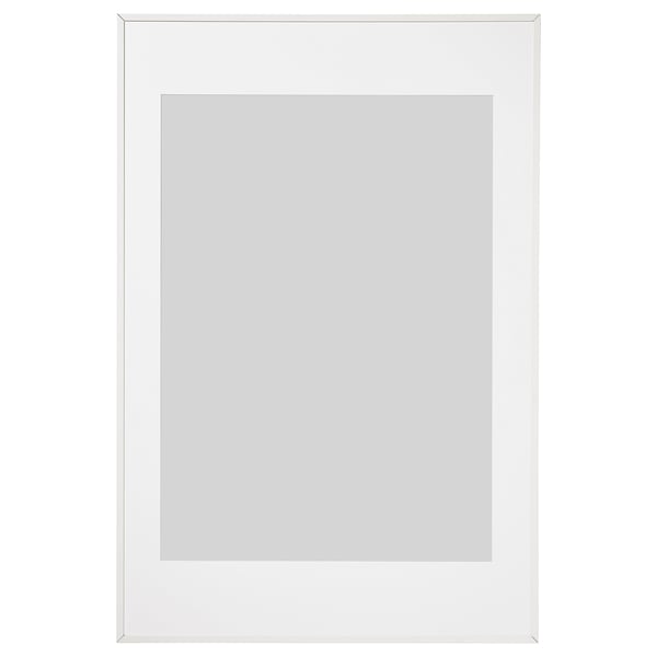 LOMVIKEN fotolijst, dunne metalen rand, rechthoekige vorm, witte kleur, kunststof bescherming aan de voorkant.