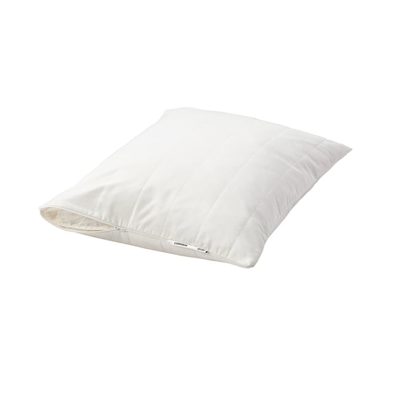 Witte LUDDROS kussenbeschermer, vierkant met ritssluiting, katoen-polyester mix.