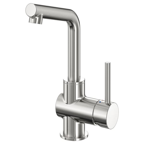 Zilverkleurige LUNDSKÄR mengkraan, strak modern design met verticale handgreep.