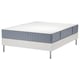Witte LYNGÖR bedbodem met blauwgrijze vågstranda matras, rechthoekig, strak design.