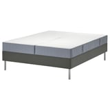 LYNGÖR bedbodem met vesteröy matras. Grijs, rechthoekig, stof, metalen poten.