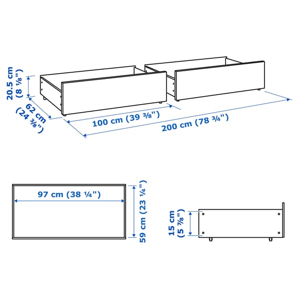 Succesvol gesmolten Plicht MALM Bedlade voor hoog bedframe, wit, 2 st. - IKEA België