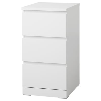 Witte ikea MALM 3-ladekast, strak & modern, gladde lades, wandmontagebaar.