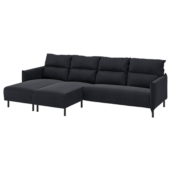 MANNARP 4-zitsbank met chaise longue, Saxemara zwartblauw