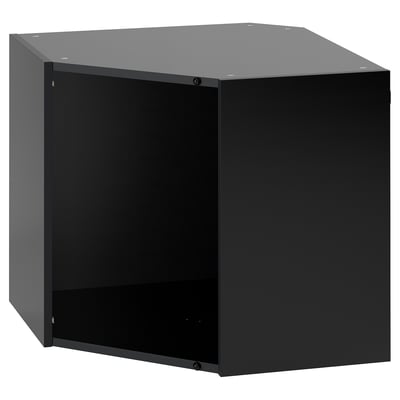 Zwarte ikea METOD keukenkast, open front.