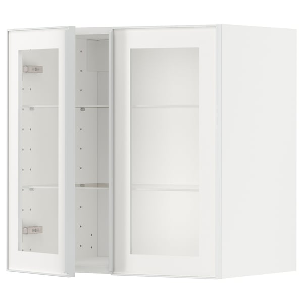 Witte METOD keukenkast met glazen deur en metalen frame, modern minimalistisch design.