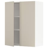METOD keukenkast in beige met twee planken en klikscharnieren.