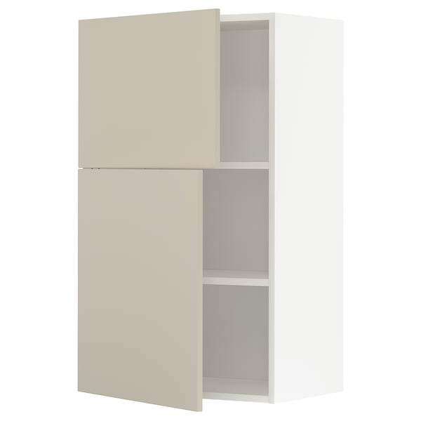 METOD keukenkast in beige met 2 deuren, gladde afwerking, verstelbare plank.