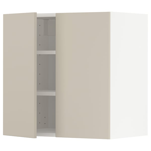 Beige METOD keukenkast met 2 verstelbare planken, modern strak design.