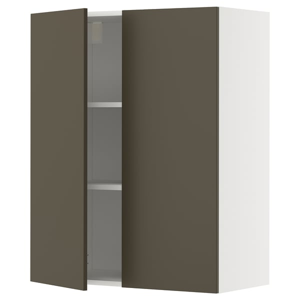 METOD keukenkast: donkerbruin/beige, modern design, twee deuren, rechthoekige vorm.