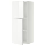Witte METOD keukenkast, glanzende afwerking, rechthoekige vorm, twee open planken.