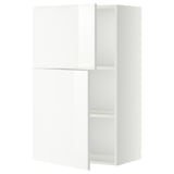 METOD keukenkast in glanzend wit met modern, strak design met hoge, lage planken en verstelbare rekken.