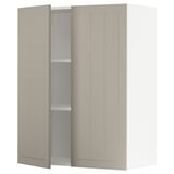 Ikea METOD: beige keukenkast, wandmontage, twee deuren, verticale rechthoekige vorm, eenvoudig ontwerp, stevig.