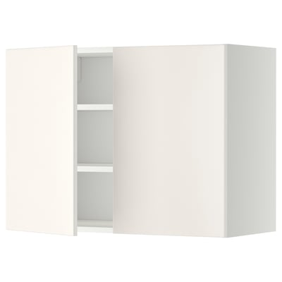 Witte METOD wandkast, modern keukendesign, twee deuren, gladde afwerking.