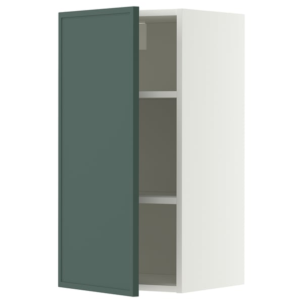 METOD Bovenkast met planken, wit/Aspudden donker grijsgroen, 40x80 cm